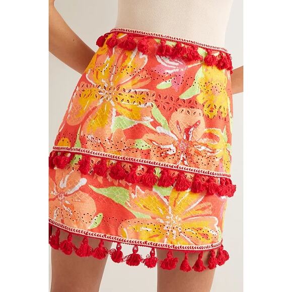 Anthropologie Verb Women's Electra Eyelet Tassel Mini Skirt Multicolor SZ XL NWT - Picture 3 of 12